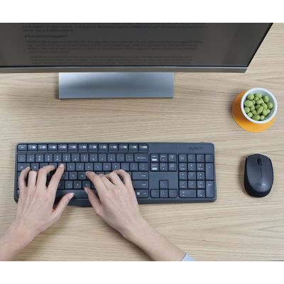3. Zestaw klawiatura + mysz membranowa Logitech MK235 920-007931 (USB 3.0; kolor szary; optyczna)