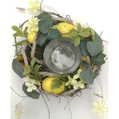 8. ŚWIECZNIK DEKORACYJNY ŻÓŁTY 16CM NA TEA LIGHT