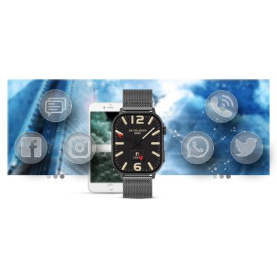 13. Smartwatch Gravity GT15-4 Niebieski Pasek Silikonowy + Tytanowa Bransoleta