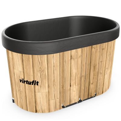 18. VIRTUFIT WANNA LODOWA OWALNA 500 LITRÓW IMITACJA DREWNA Z AKCESORIAMI