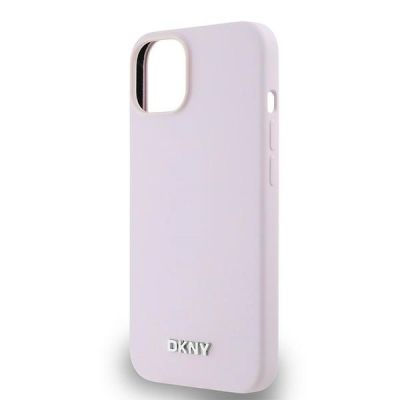 6. Etui DKNY Liquid Silicone Small Metal Logo MagSafe na iPhone 14 / 15 / 13 - różowe