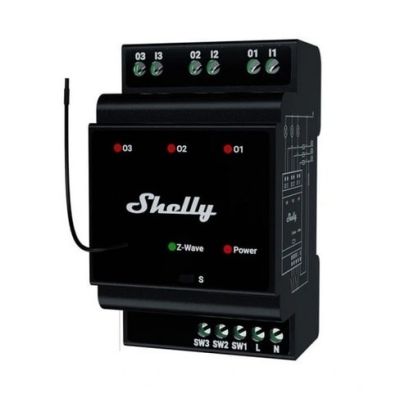 5. Sterownik trzykanałowy na szynę DIN Z-Wave Shelly Wave Pro 3 LR