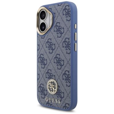 2. Etui Guess 4G Strass Logo & Big Strap Metal Buttons MagSafe na iPhone 17 - niebieskie