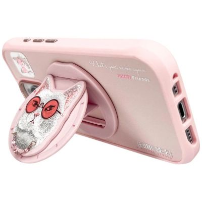 5. Etui Nimmy Glasses Cool Cat MagSafe na iPhone 16 Pro Max - różowe