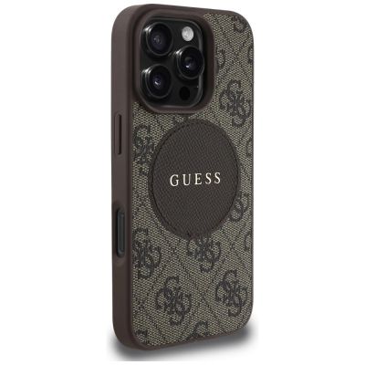 4. Etui Guess 4G Circle Classic Logo MagSafe na iPhone 16 Pro Max - brązowe