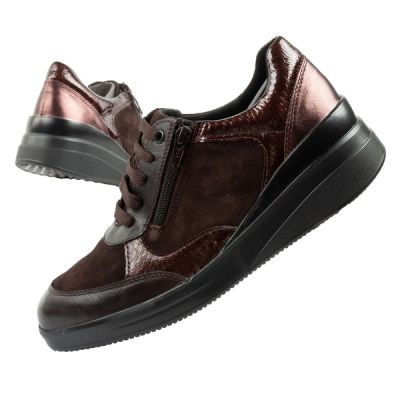 Scholl Emma Laces uty damskie sportowe skórzane brązowe platforma