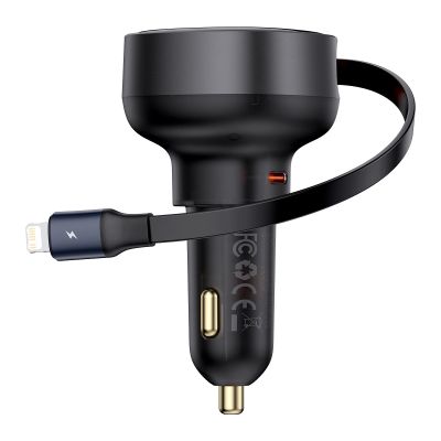 17. Ładowarka samochodowa Baseus Enjoyment Pro USB-C (żeńskie) / Lightning (męski) 60W - czarna