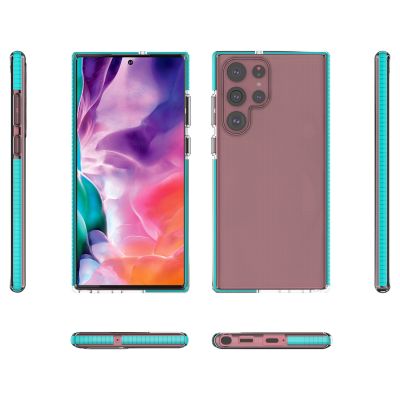 2. Spring Case pokrowiec żelowe etui z kolorową ramką do Samsung Galaxy S22 Ultra ciemnoniebieski