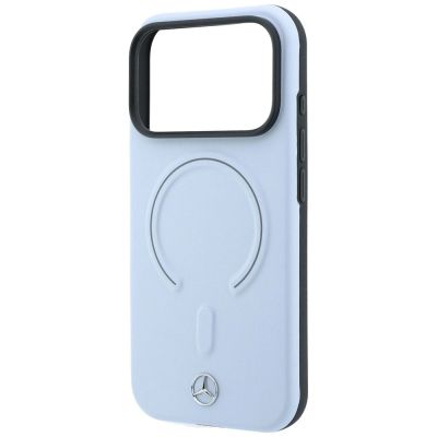 6. Etui Mercedes Leather 3D MagSafe na iPhone 18 Pro / 17 Pro - niebieskie