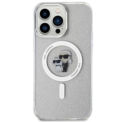 3. Etui Karl Lagerfeld Karl&Choupette Glitter MagSafe na iPhone 15 Pro Max - przezroczyste