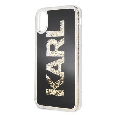 3. Etui Karl Lagerfeld Karl logo Glitter na iPhone X / Xs - czarne