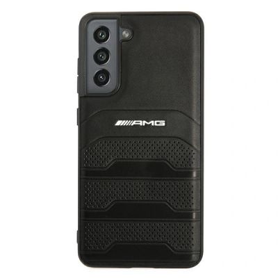 3. Etui AMG Leather Debossed Lines na Samsung Galaxy S21 FE - czarne