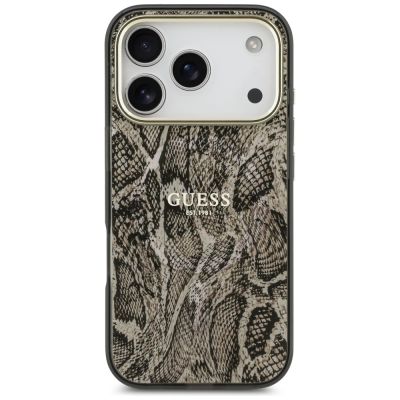 3. Etui Guess Python Pattern MagSafe na iPhone 17 Pro - brązowe