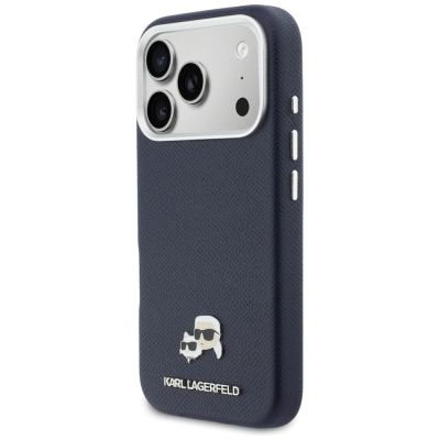 2. Etui Karl Lagerfeld Karl & Choupette Head Pins Saffiano MagSafe na iPhone 17 Pro Max - niebieskie
