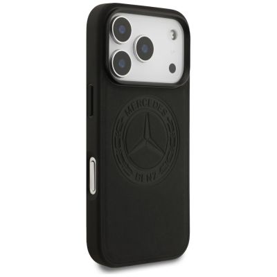 4. Etui Mercedes Leather Vintage Logo MagSafe na iPhone 17 Pro - czarne