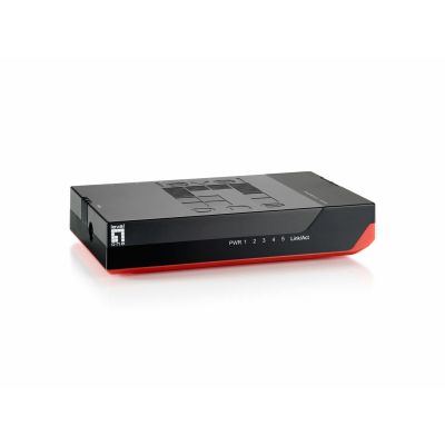 2. LevelOne GSW-0507 przełącznik sieciowy Nie zarządzany Gigabit Ethernet (10/100/1000) Czarny, Czerwony