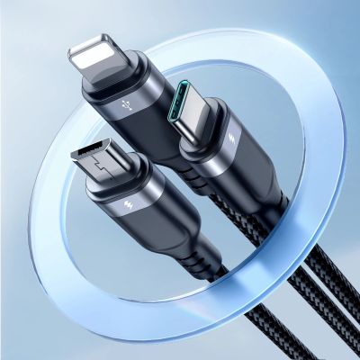 8. Kabel Joyroom Multi-Use Series S-A18 3w1 USB-A - Lightning / USB-C / micro USB 0.3m - czarny