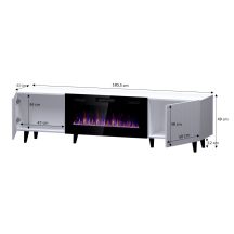 Szafka RTV PAFOS EF z kominkiem elektrycznym 180x42x49 czarny mat