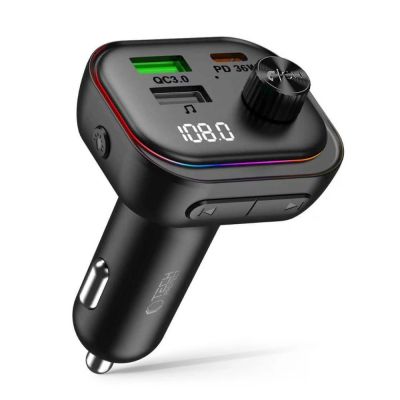 2. Ładowarka samochodowa Tech-Protect CC07 3-Porty PD 54W + transmiter FM Bluetooth - czarna