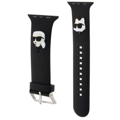 3. Pasek Karl Lagerfeld 3D Rubber Karl&Choupette Heads na Apple Watch 38/40/41mm - czarny