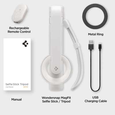 12. Selfie stick Spigen S571W MagSafe Bluetooth z tripodem - beżowy