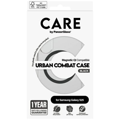 4. Etui CARE by PanzerGlass Flagship Urban Combat Black QI do Samsung Galaxy S25 - przezroczysty