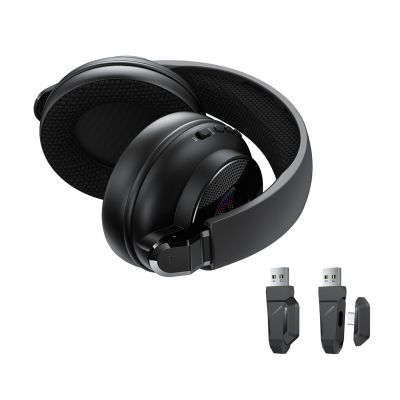 5. Słuchawki gamingowe Acefast H15 bezprzewodowe Bluetooth / 2.4 GHz / AUX z mikrofonem i podświetleniem RGB - czarne