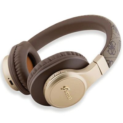 3. Słuchawki nauszne Guess 4G Script Bluetooth - brązowe