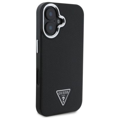 4. Etui Guess Grained Triangle MagSafe na iPhone 16 - czarne