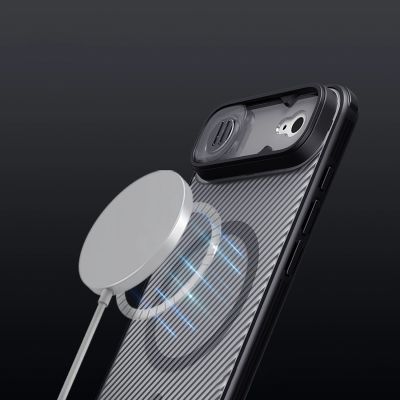 14. Etui Nillkin CamShield Pro kompatybilne z MagSafe na iPhone 17 Air - przezroczyste czarne