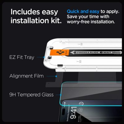 10. Szkło hartowane Spigen Glas.tR EZ Fit na iPhone 15 Pro - 2 szt.