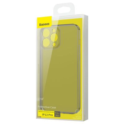 5. Baseus Frosted Glass Case etui pokrowiec do iPhone 13 Pro sztywna obudowa z żelową ramką czarny (ARWS000401)