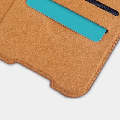 11. Nillkin Qin Case etui do Xiaomi Redmi Note 11T 5G / Note 11S 5G / Note 11 5G (China) / Poco M4 Pro 5G osłona na aparat kabura pokrowiec obudowa z klapką brązowy