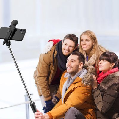 11. Selfie stick WR1YXS teleskopowy tripod 0.71m z okrągłą lampą - czarny