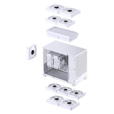 4. Obudowa PC Jonsbo D32 STD Biała Obudowa, Mini Obudowa, mATX, Szkło Hartowane - Białe