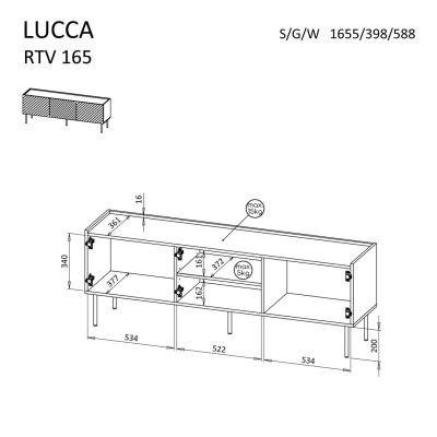 4. Szafka RTV 3D LUCCA 165x40x59 czarny