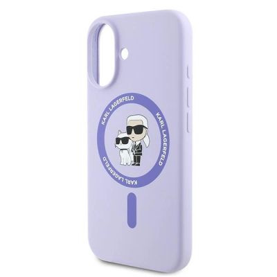 6. Etui Karl Lagerfeld Silicone Karl&Choupette Ring MagSafe na iPhone 16 - fioletowe