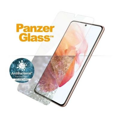 4. Szkło PanzerGlass E2E Microfracture antybakteryjne na Samsung Galaxy S21 - z czarną ramką