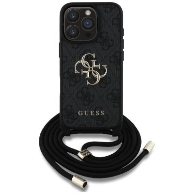2. Etui Guess 4G Big Logo Cord Stap Crossbody do iPhone 16 Pro czarny