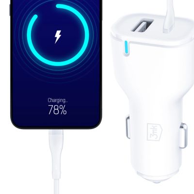 8. Ładowarka samochodowa 3mk Car Charger 20W PD3.0 QC 3.0 USB 1A1C - biała