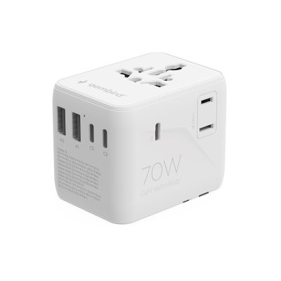 6. GEMBIRD UNIWERSALNY ADAPTER PODRÓŻNY 70 W, BIAŁY