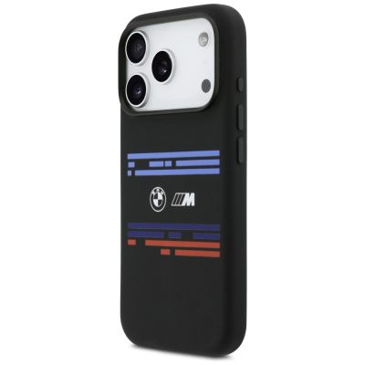 2. Etui BMW M Silicon Horizontal Line MagSafe na iPhone 17 Pro - czarne