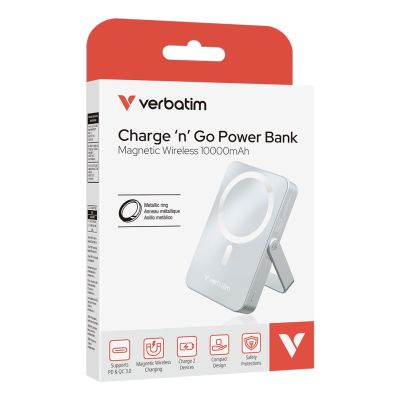 5. Verbatim Charge 'n' Go Magnetic Wireless Litowo-polimerowy (LiPo) 10000 mAh Bezprzewodowe ładowanie Niebieski