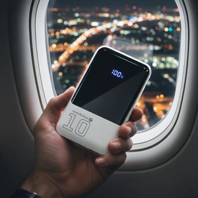 6. EVERACTIVE POWERBANK 10 000MAH, 2X USB, 1X USB-C 22,5W, QC4+, WYŚWIETLACZ LCD, BIAŁY EB-10Q