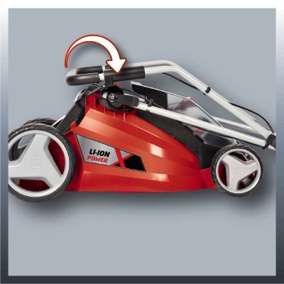 5. Einhell GE-CM 43 Li M Kit Kosiarka do trawnika typu push Bateria Czarny, Szary, Czerwony