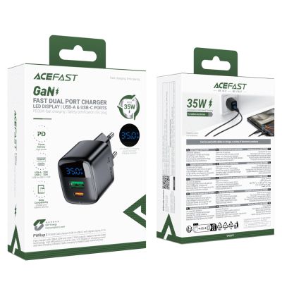 6. Ładowarka sieciowa Acefast A116 GaN PD 35W USB-A USB-C z wyświetlaczem - czarna