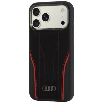 3. Etui Audi R8 Genuine Leather MagSafe na iPhone 18 Pro Max / 17 Pro Max - czarno-czerwone