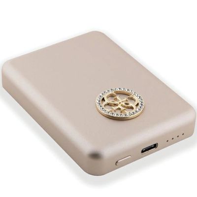 4. Powerbank indukcyjny Guess MagSafe 4G Strassed Metal Logo 15W 5000mAh - złoty
