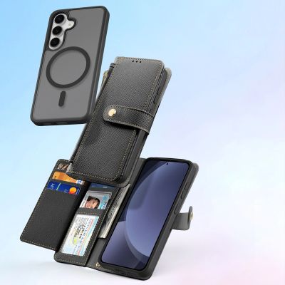 11. Etui skórzane Dux Ducis Lawa na Samsung Galaxy S25+ z odłączanym portfelem magnetycznym - czarne