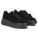 4. Skórzane sneakersy damskie na platformie z kwiatami zamszowe czarne Filippo  DP8113
